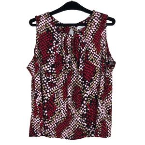 Women’s Calvin Klein Snake Print Pleated Neck Tank/Cami Plus SZ 2X Red & Black